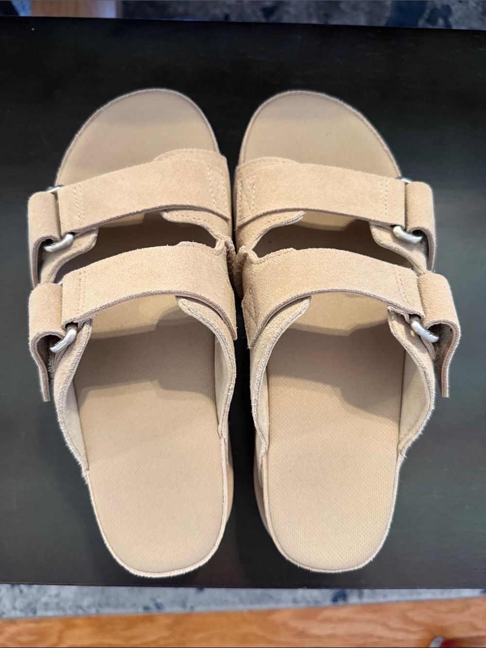 Ugg Neutral Beige Suede Double-Strap Women's Slide Sandals